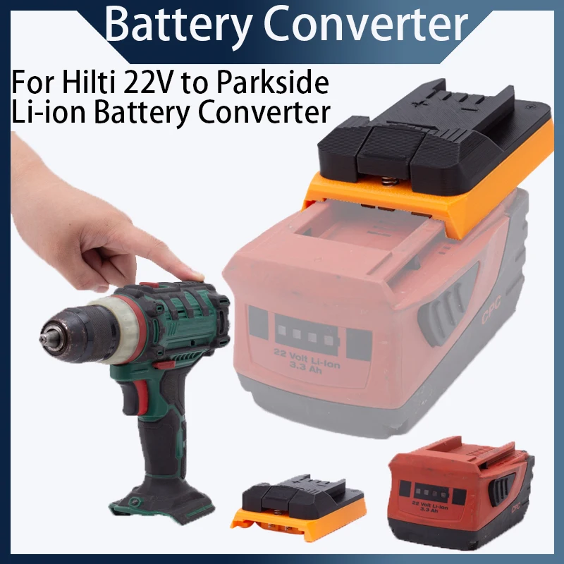 

Tool battery converter for Hilti 22V to Parkside X20V Li-Ion battery converter, adapter compatible with Parkside X20V tool range