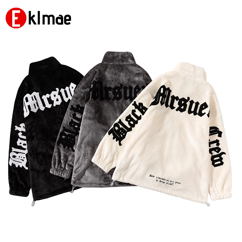 

Флисовый зимний бархатный свитер с вышитыми буквами для мужчин и женщин, свободная хлопковая толстовка на молнии, уличная одежда, повседневная одежда для улицы