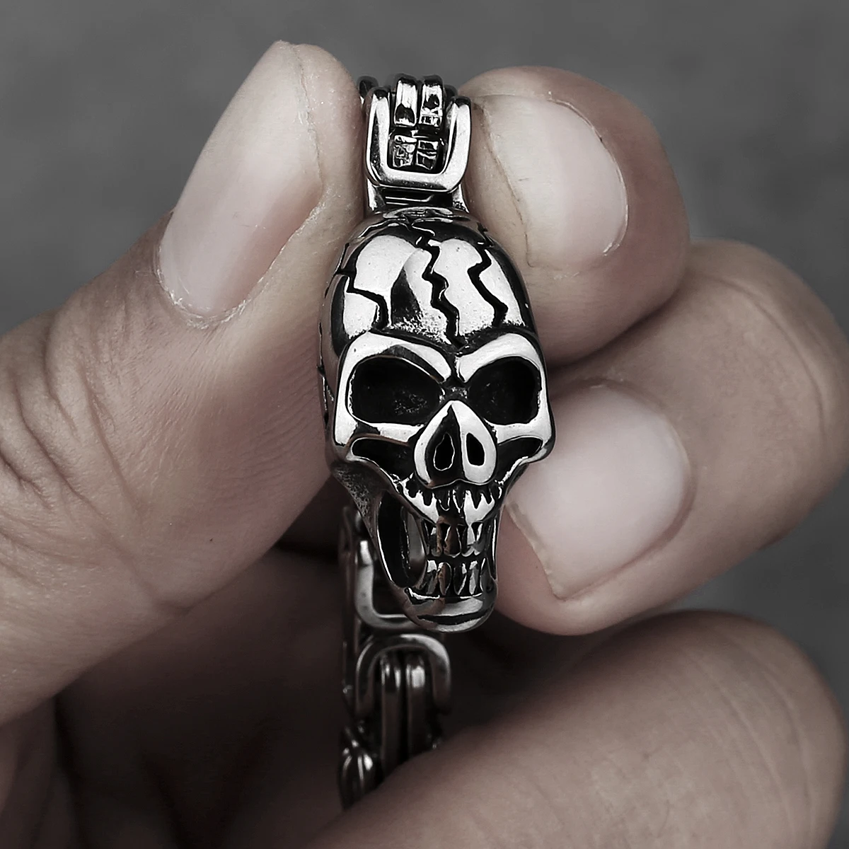 Мужской браслет из нержавеющей стали с черепом модный уличный в стиле хип-хоп для