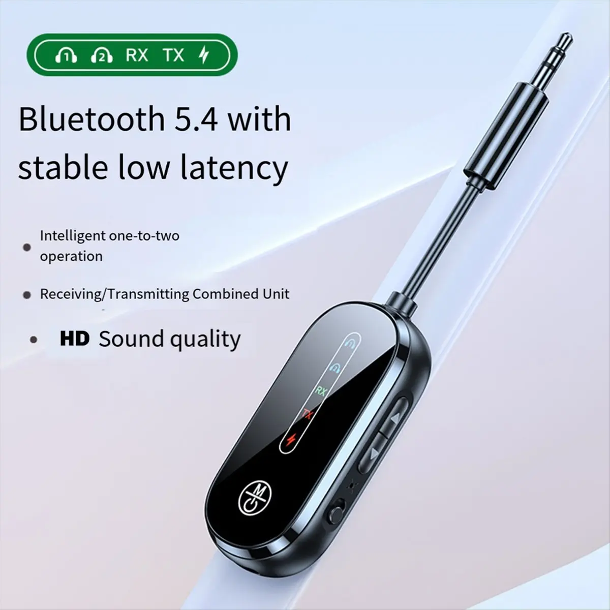 Фото (A75T) Многопунктовый Bluetooth-приемник-передатчик 5.4 с функцией громкой связи, стерео, беспроводной аудиоадаптер AUX 3,5 мм для ПК и ТВ №4