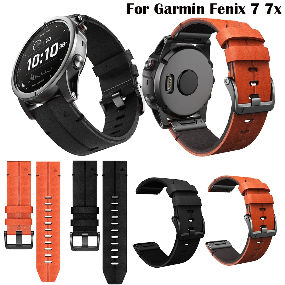 

22mm 26mm Quick Release leather Watchband For Garmin Fenix 7 6 5 / Fenix 7X 6X pro 3 3 HR Smart Watchband Easyfit Wriststrap