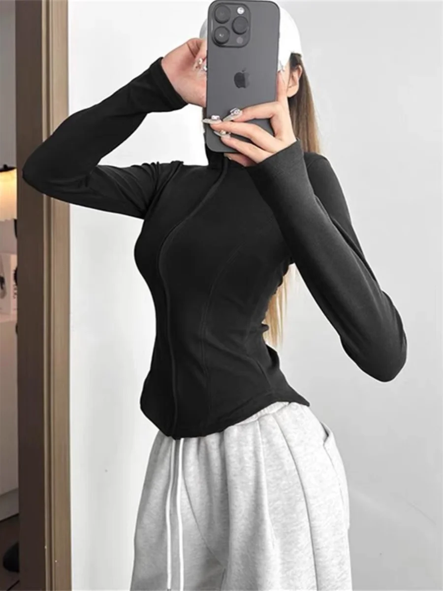 Большие размеры Chubby Girl Американская рубашка с полувысоким воротником на молнии