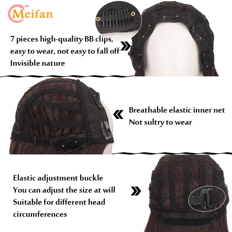 MEIFAN синтетический длинный прямой/волнистый кудрявый U-образный полупарик для
