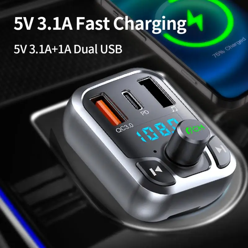 

Автомобильное зарядное устройство QC3.0 PD, FM-передатчик, беспроводной аудио-приемник громкой связи, mp3-плеер, Bluetooth-совместимый Комплект 5,0, авт...