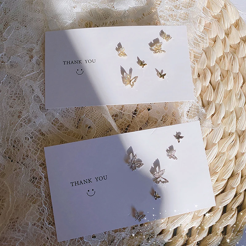 6 шт./компл. простой набор серег-гвоздиков с кристаллами для женщин серьги-бабочки