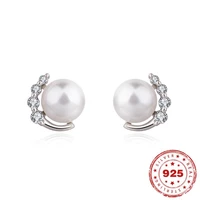 925 sterling silver color earrings for women aros mujer orecchini pearl bizuteria wedding gemstone garnet stud earring jewelry