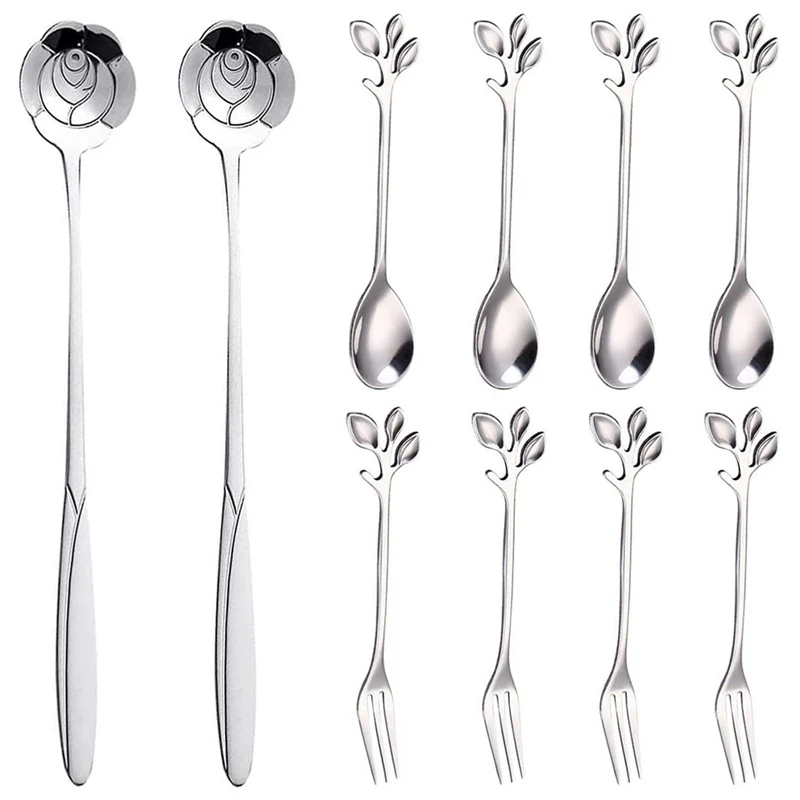 

Coffee Spoon Appetizer Fork,Creative Tableware Mixing Spoon,Fruit,Cake,Teaspoon Set for Family, Wedding