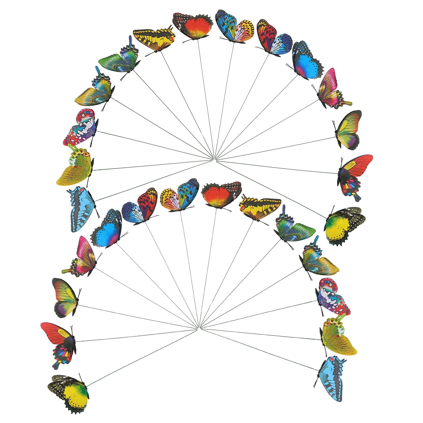 

50pcs Gardening Decorative Stakes Butterflies Inserted Links Outdoor Layout Decor Color Mixed