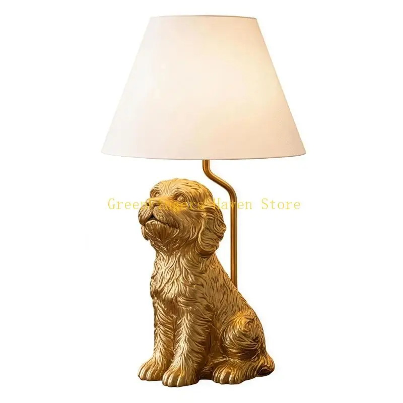 Фото F68D Настольная лампа Golden Retrievers с абажуром, красивый прикроватный светильник для гостиной, гостиных и прикроватной №5