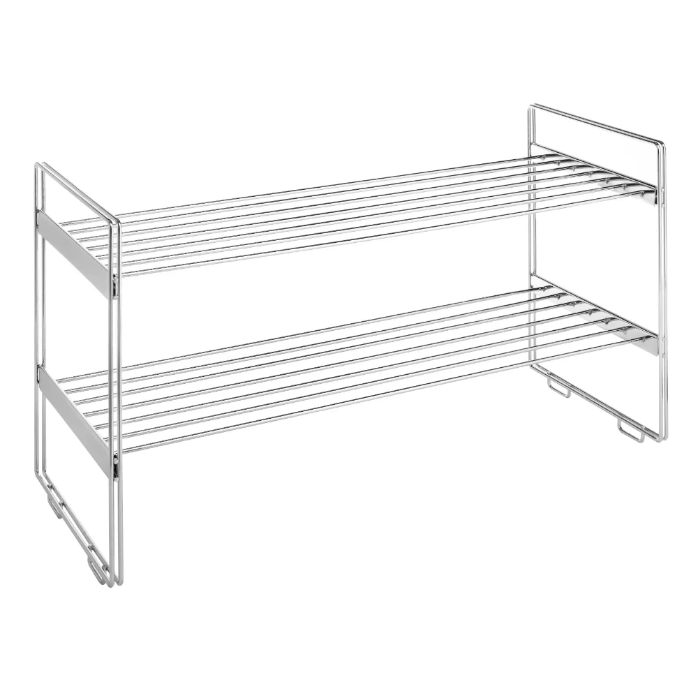 Whitmor 2-Tier Stackable Shoe Rack, Metal, Chrome