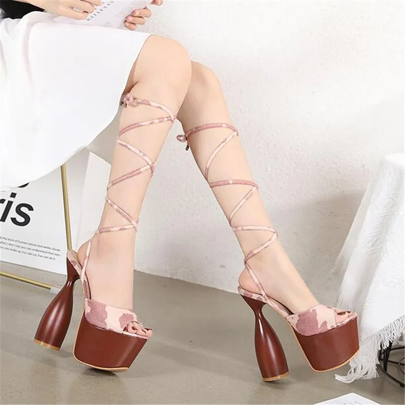 Сандалии женские на ультратонком каблуке 14 см шлепанцы для трансвестита