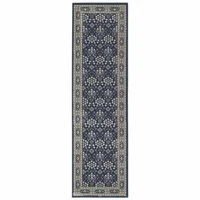 Luxury 2'x8' Navy and Gray Floral Ditsy Runner Rug Home Decor