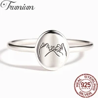 trumium 925 sterling silver hand signet rings for women engagement fine jewelry trendy round dainty minimalist wedding bands