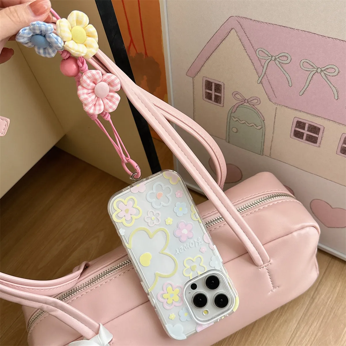 Красивый шикарный садовый розовый желтый цветочный красочный чехол с блестками