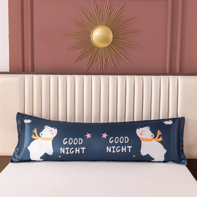 

Couple Double Pillow Case Washable Satin Pillow Cases Cartoon Bear Printed Long Lovers Pillowcases Home Decor