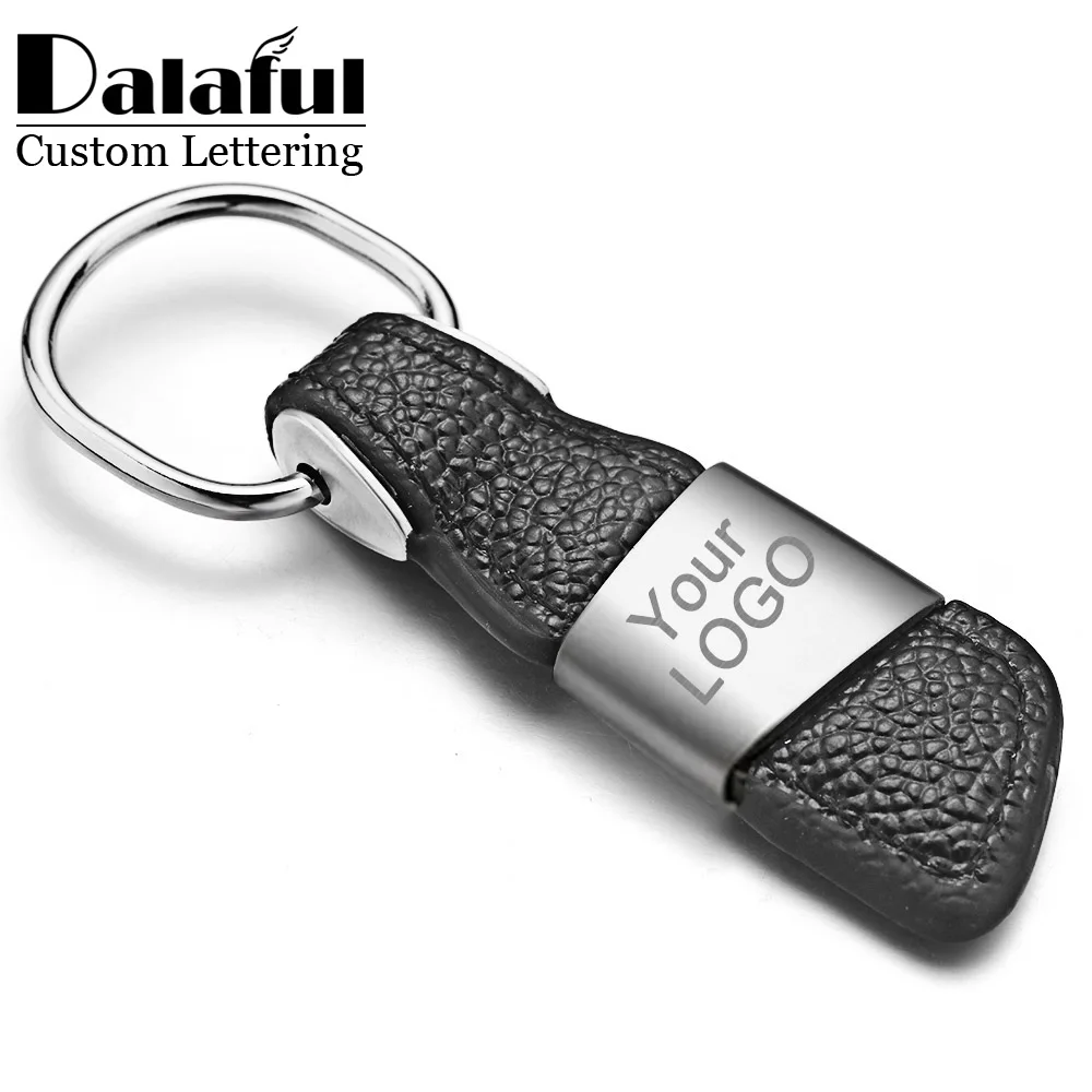 

Men Genuine Leather Keyrings Engrave Customized Logo Fashion Custom Lettering Keychains Personalized Gift Key Chain Car K375