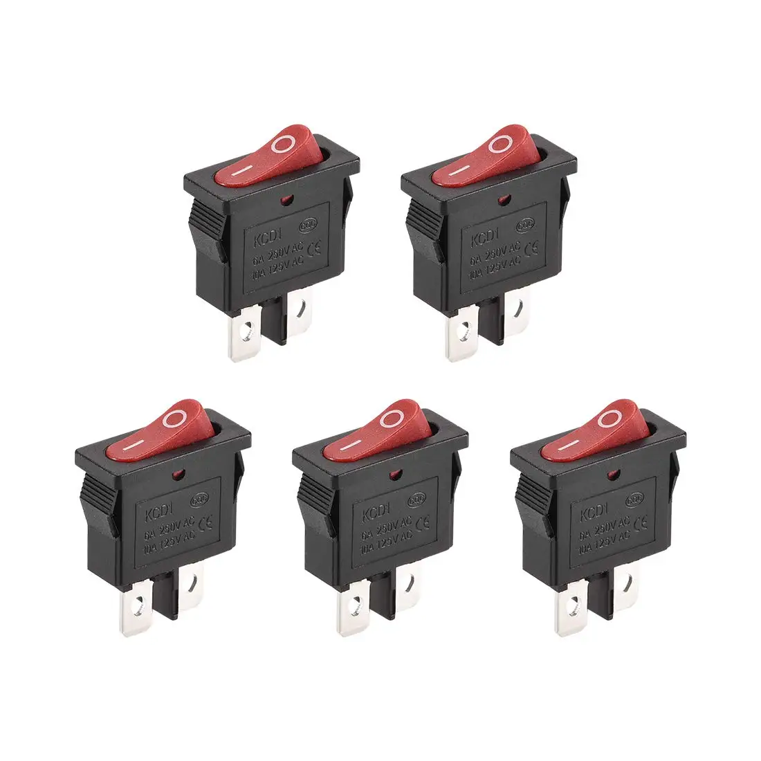 

Keszoox SPST Mini Boat Rocker Switch Red Toggle Switch for Boat Marine ON/Off AC 250V/6A 125V/10A 5pcs