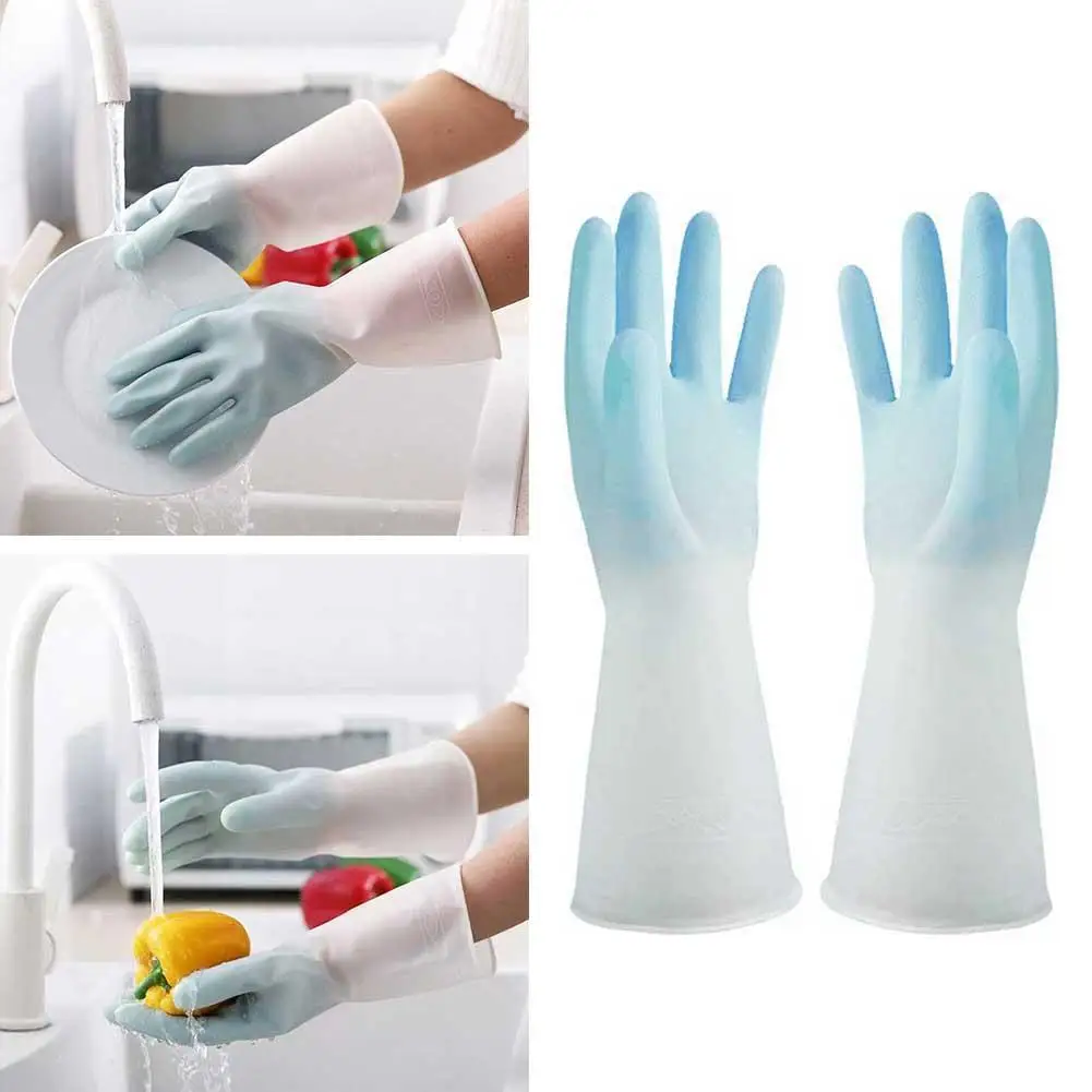 

1 Pair Kitchen Dish Washing Gloves PVC Durable Household Dishwashing Gloves Rubber Gloves For Washing Clothes Cleaning Gloves