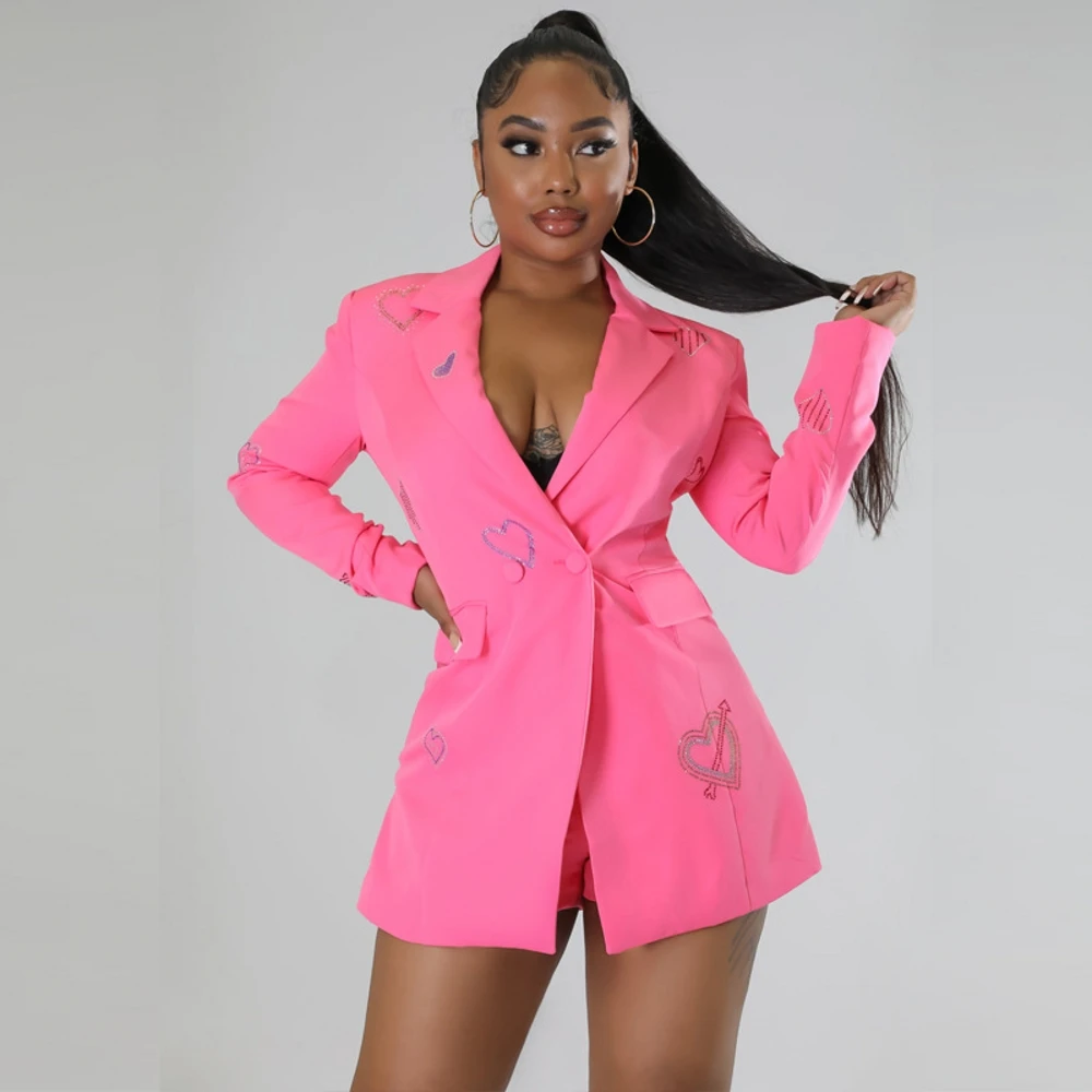 

Женский комплект из 2 предметов, блейзер с длинным рукавом и шорты в африканском стиле