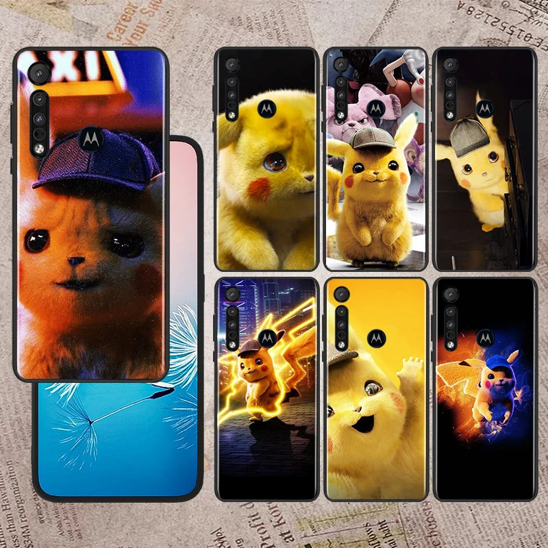 

Cute Cartoon Pikachu Pokemon For Motorola Moto G60S G60 Edge 20 E20 E7i E6i E6S G9 G8 Plus G Power One Fusion Black Phone Case