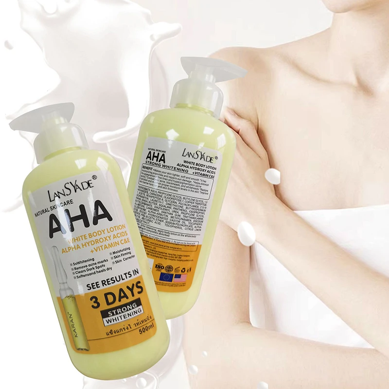 

500ml Whitening Body Lotion ALPHA Hydroxy Acids+Vitamin C&E Spots Remover Moisturizing Lotion Lightening Body Cream Skin Care