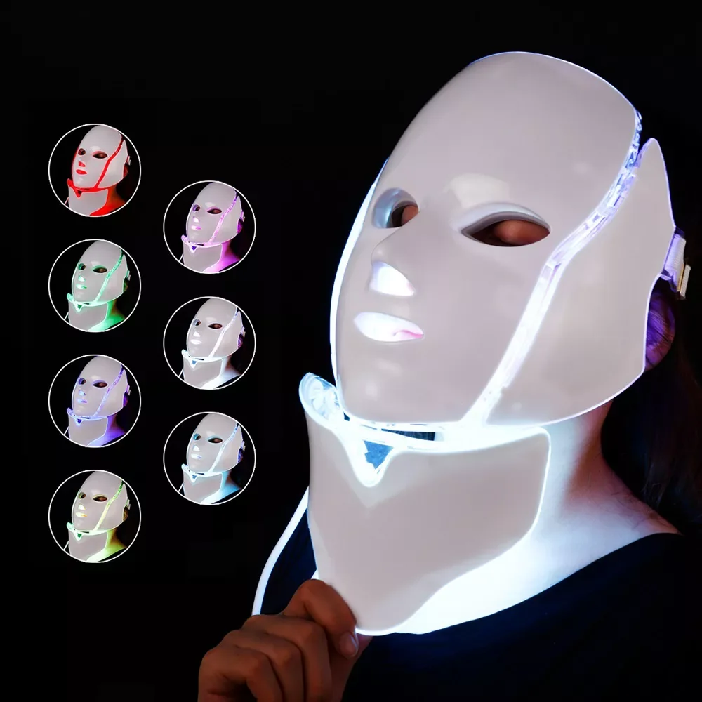 

Светодиодная маска для лица, 7 цветов, аппарат для фотонной терапии светильник уход за кожей, удаление морщин и акне, красота лица