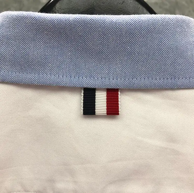 TB Men's Clothes Shirts Slim White Blue Patchwork Mixed Colors Long Sleeve Casual Shirt Turn Down Collar Oxford Men's Clothing