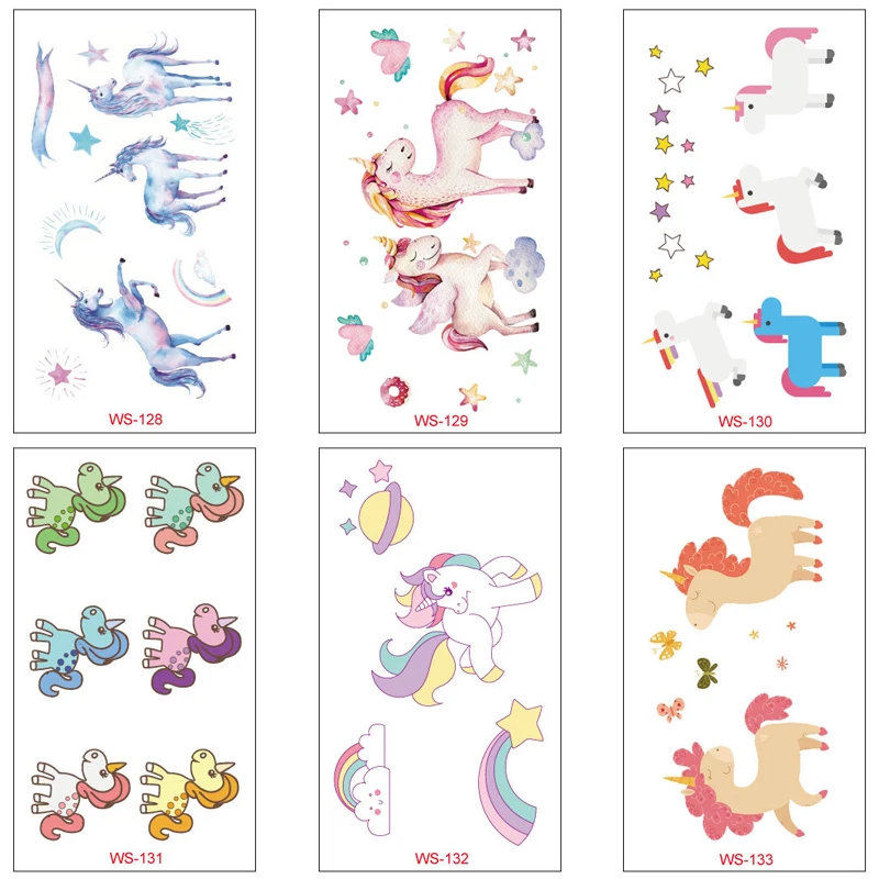 Оригинальные тату-наклейки с единорогом Детская Милая мультяшная кукла день