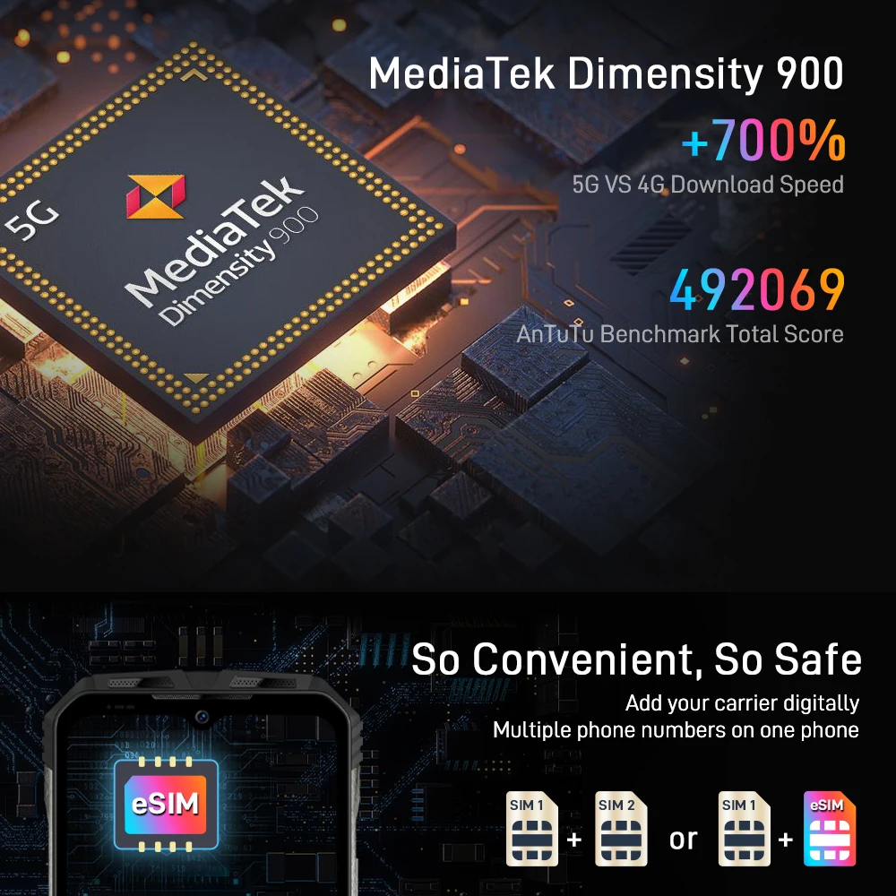 DOOGEE V30 eSIM Dual 5G  Rugged Phone 6.58