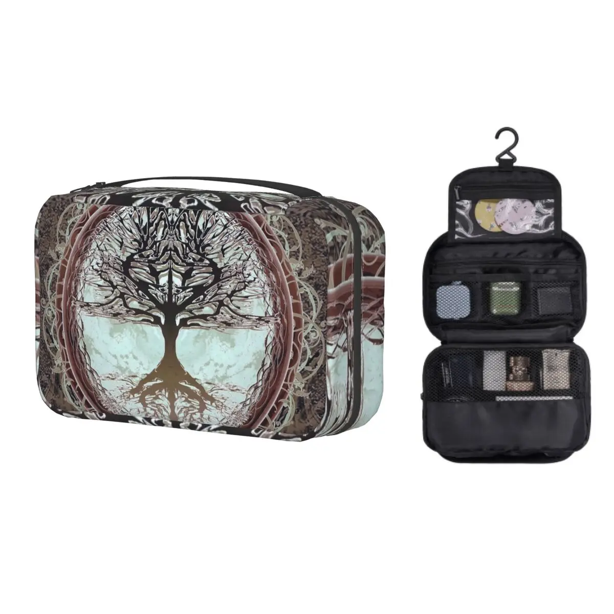 

Custom Tree Of Life Inner Peace Toiletry Bag Women Norse Yggdrasil Cosmetic Makeup Organizer Lady Beauty Storage Dopp Kit Case