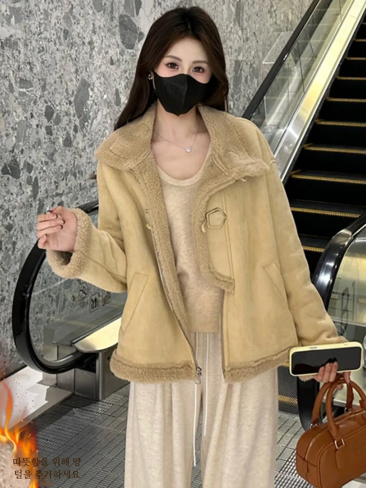 Французская модная короткая верхняя одежда из овечьей шерсти женская