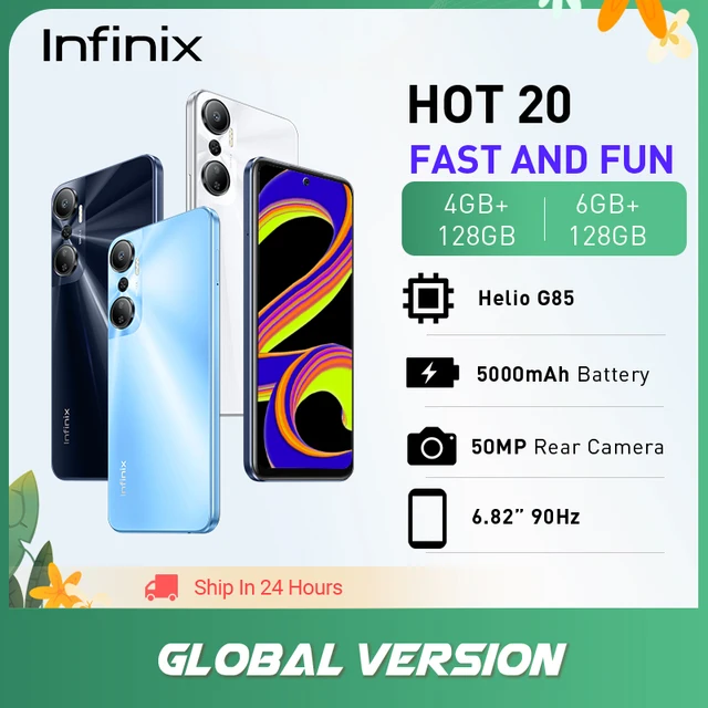 Смартфон Infinix HOT 20, 4 + 128 ГБ, 6,82 дюйма, 90 Гц, Helio G85, 5000 МП, аккумулятор мАч 1