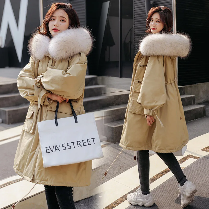 

2022 New Women's Fashion Temperament Fox Big Fur Collar Long Down Jacket High-end White Duck Velvet Jacket