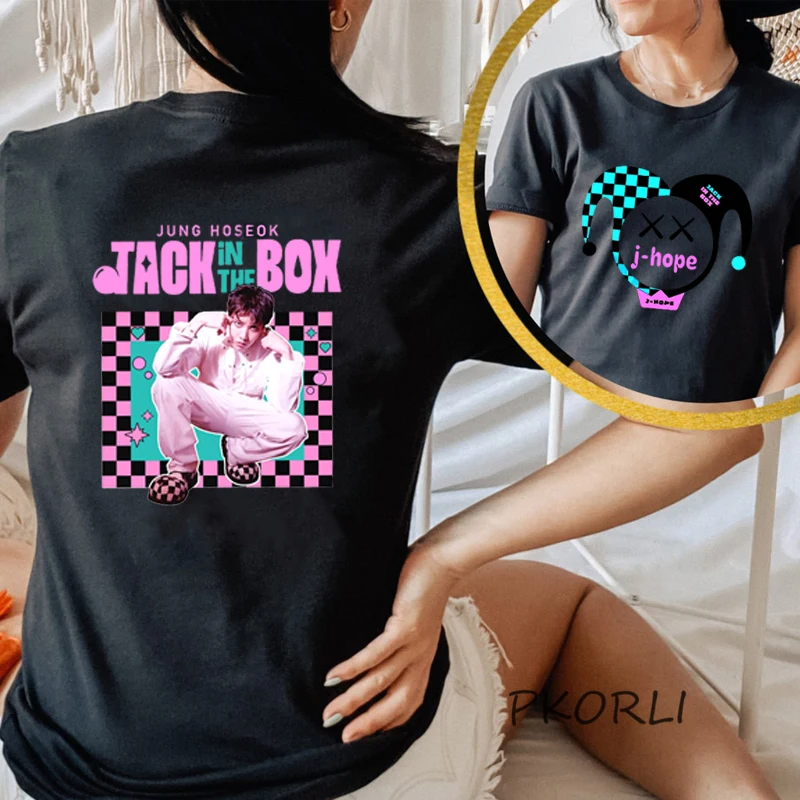 

J-Hope Jack In The Box T Shirt Women Men Korean Fashion JHope Merch Lollapalooza Hobi Cotton T-shirt Two Side Print Tops Tees