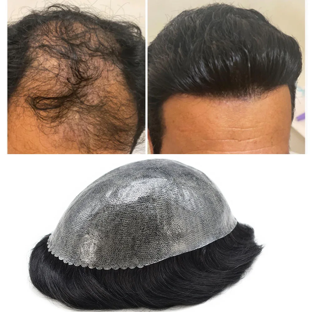 

Парик для мужчин, сменная система волос, человеческие волосы, полная инъекция, тонкая кожа, мужской парик 8x10 дюймов, мужской протез волос