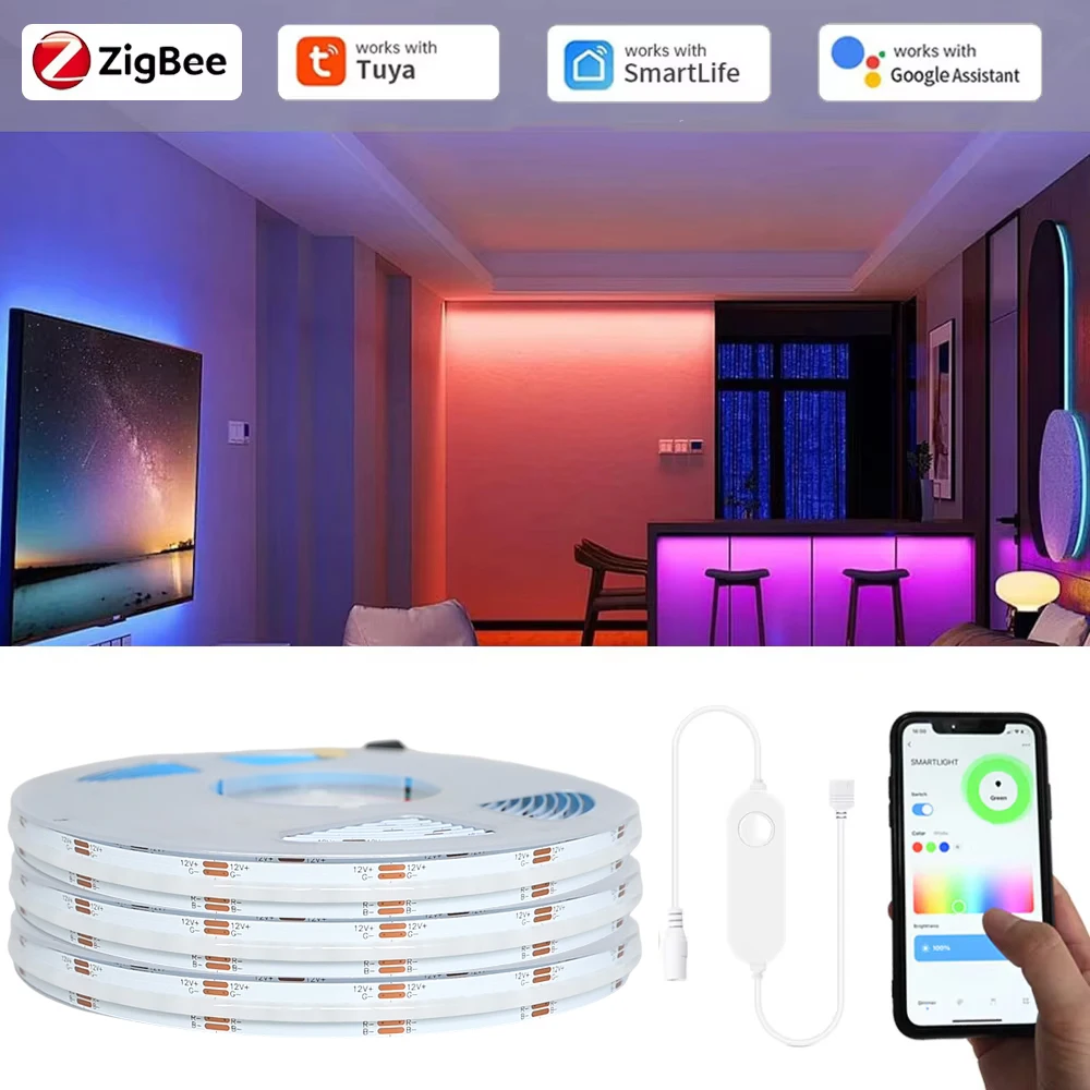 

Tuya Zigbee COB RGB светодиодная лента 12В 1-10м