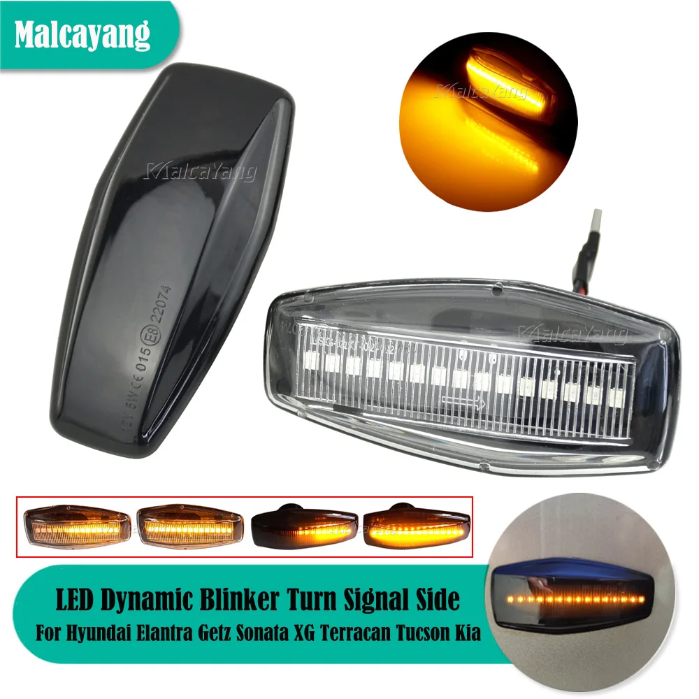 

2x LED Dynamic Blinker Turn Signal Side Marker Light Sequential Lamp For Hyundai Elantra Getz Sonata XG Terracan Tucson Kia Rio