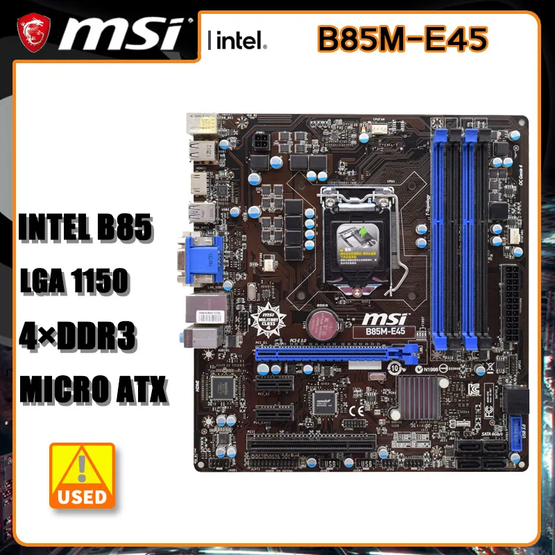 

LGA 1150 Motherboard MSI B85M-E45 Motherboard DDR3 32G PCI-E 3.0 USB3.0 DVI SATA III HDM Micro-ATX Intel Core i7 i5 i3 Pentium