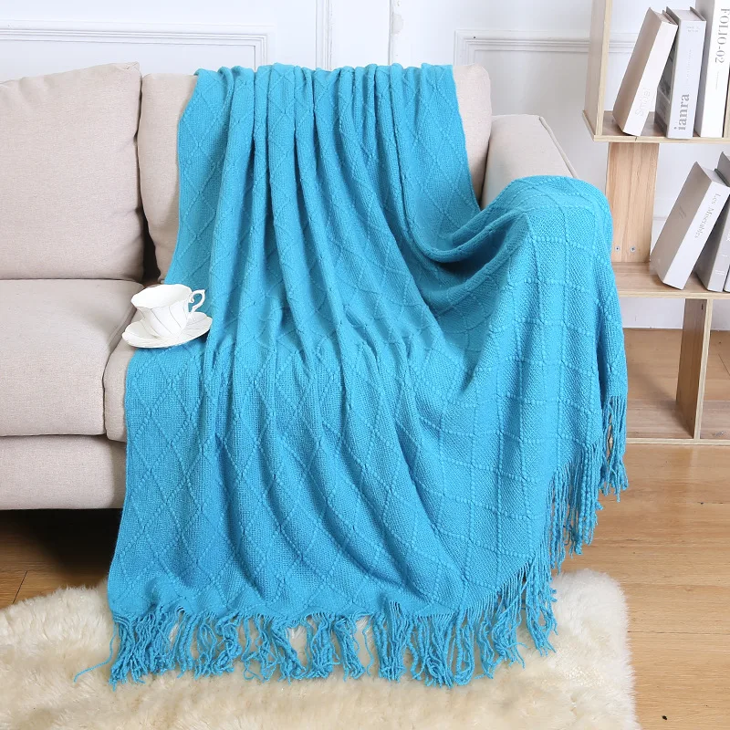

Nordic Sofa Blanket Car Plane Travel Tassel Blanket Summer Office Air Conditioning Lunch Nap Blanket Bed Tail Blankets