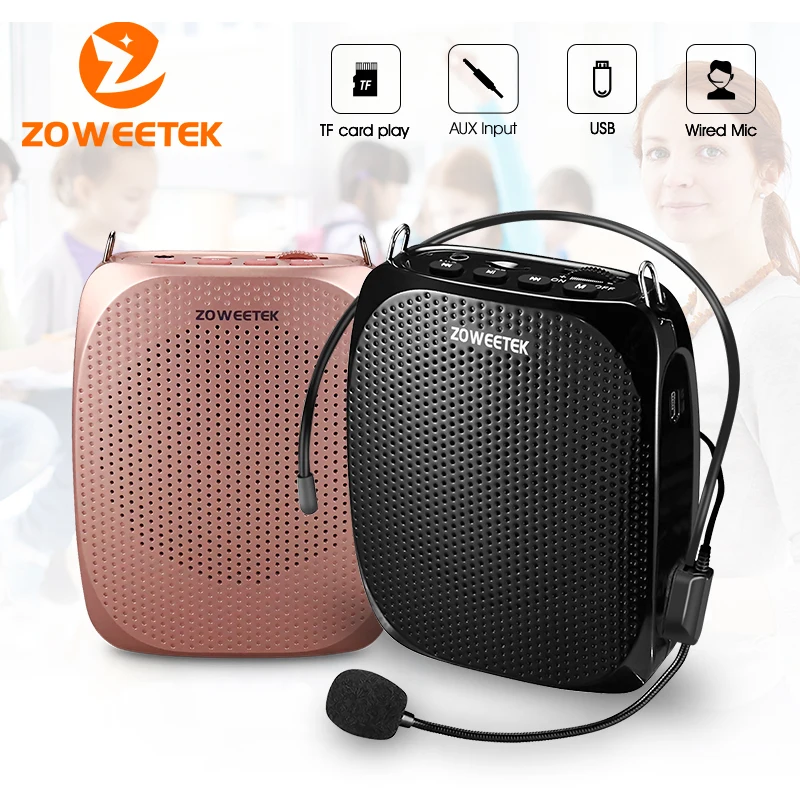 Zoweetek Portable Voice Amplifier Mini Audio Speaker with Wired Microphone Loudspeaker for Teachers Speech Z258