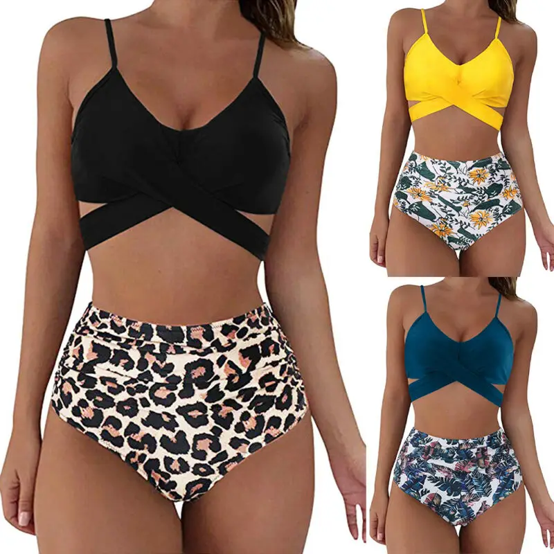 Купальник женский из двух предметов с высокой талией пикантный топ на тонких