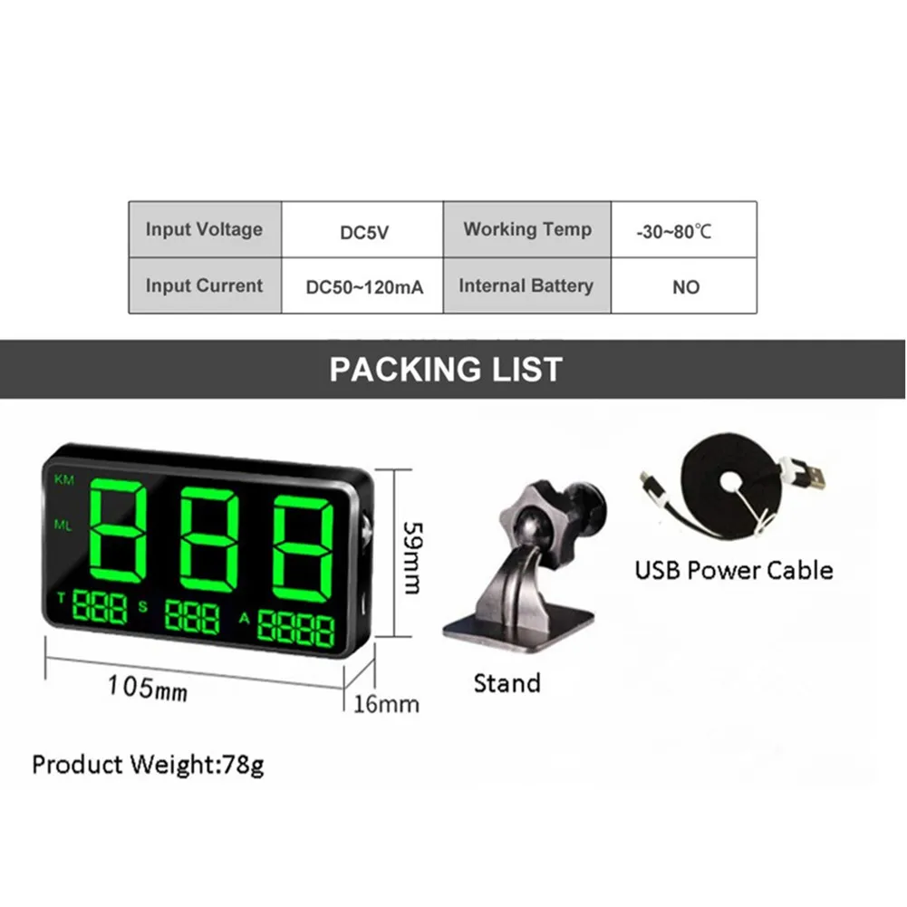 Универсальный цифровой автомобильный GPS Спидометр км/ч дисплей HUD сигнализация