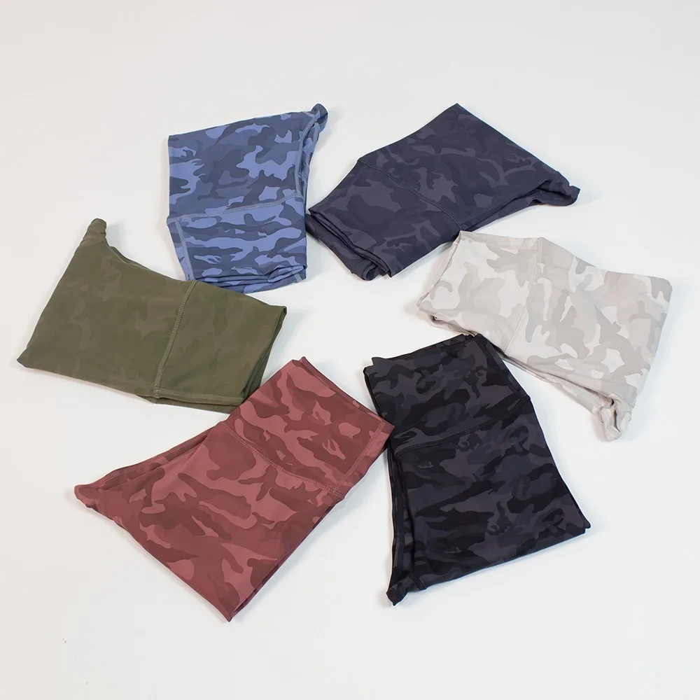 Lulu-Quick Drying Camouflage Double-Sided Matte Nude Sports, Fitness, Yoga, Night Running, Can Be Worn Out In Cropped Pants