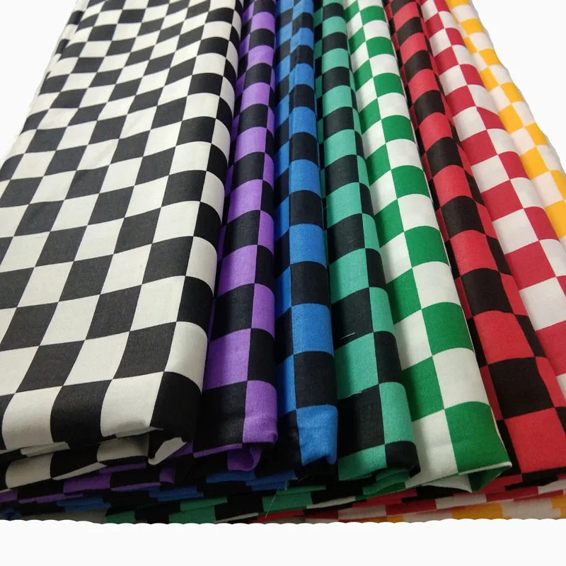 50x160cm 8 Colors F1 Square  Black White Colorful Checkerboard Printed Cotton Fabric Patchwork Cloth Dress DIY Sewing Quilting