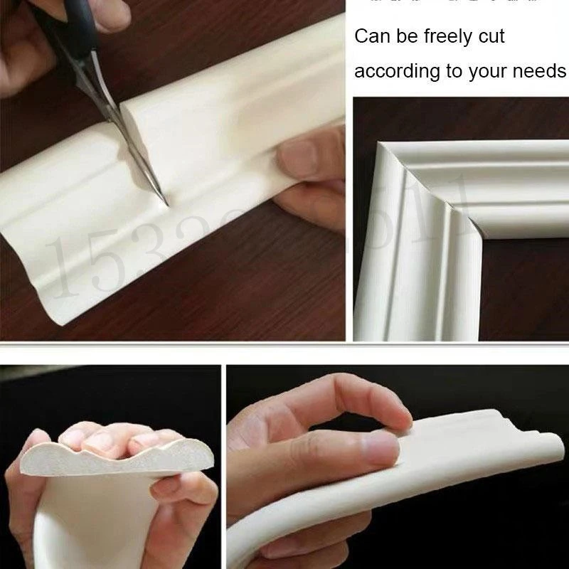 

2.3m/Roll Self-adhesive Baseboard Wall Stickers PVC 3D Foot Line Frame Waterproof Corner Line Stickers Background Home Decor