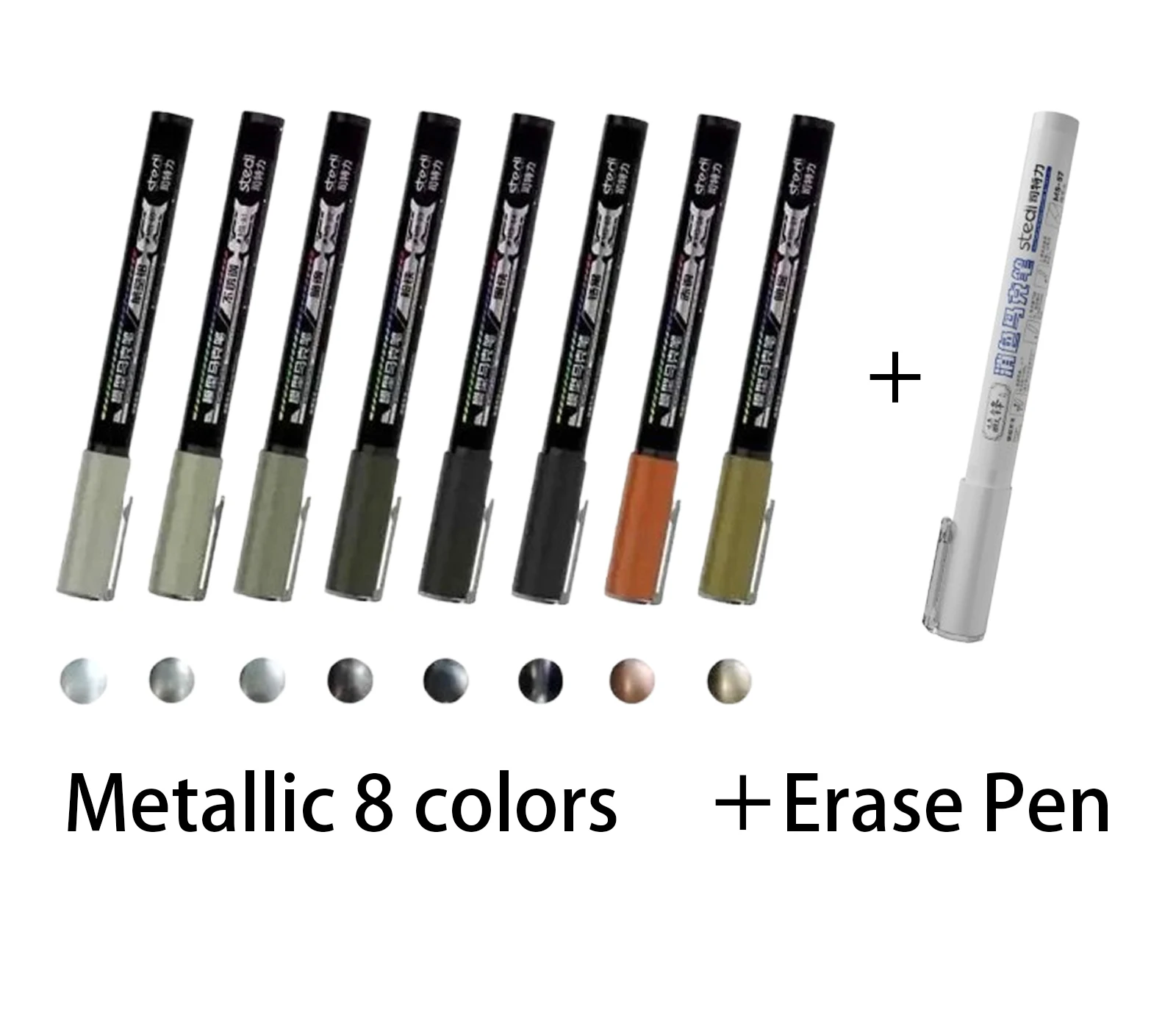 

Маркеры Stedi с металлической краской, 8 цветов для моделей Gundam в стиле милитари, ретушированная живопись, хром, серебро, набор инструментов для хобби Gunpla