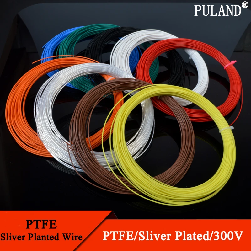 5 м/10 м ПТФЭ посеребренный провод 30AWG ~ 10AWG Высокая чистота OFC электронный HiFi аудио динамик наушники DIY сигнальный медный кабель