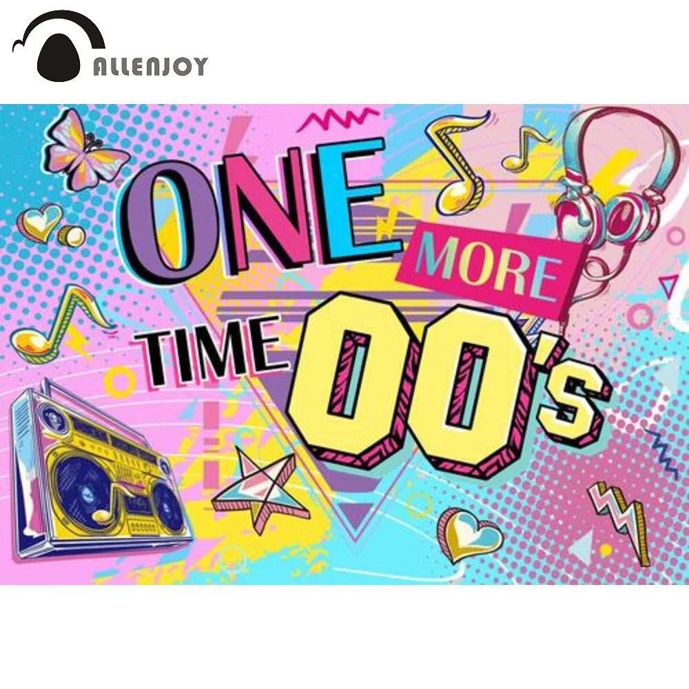 

Allenjoy Early 2000s Birthday Party Backdrop One More Time Back to 00s Hip Hop Theme Girl Pink Vintage Photozone Background