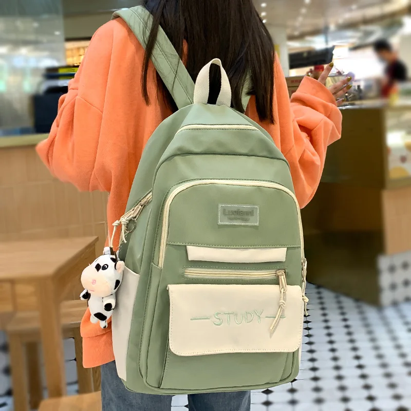 

Trendy Ladies Waterproof Green Kawaii College Backpack Women School Bags Fashion Girl Travel Book Laptop Student Backpack Female