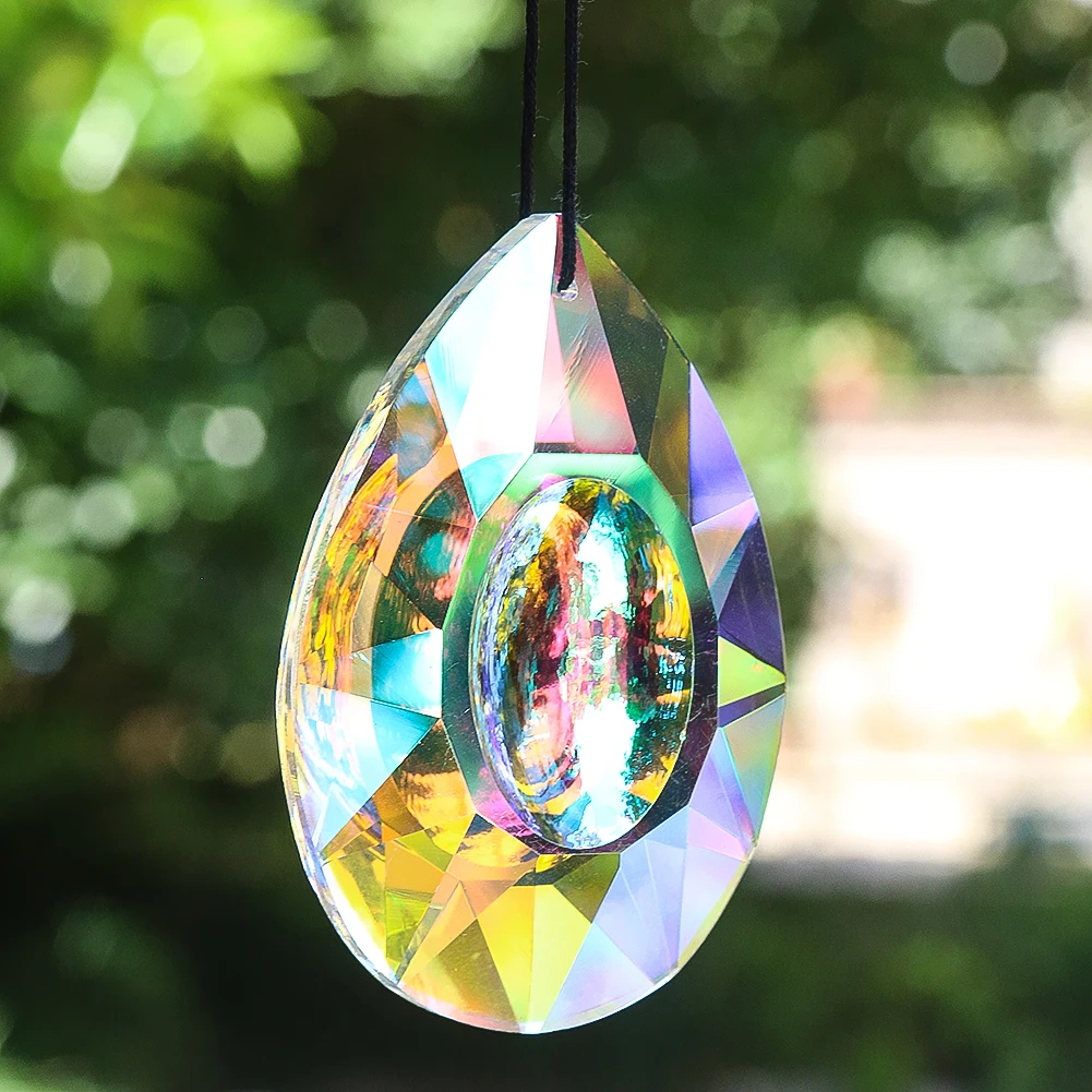 

1PC 75MM AB Color Dragon's Eye Crystal Pendant Glass Art Prism Faceted Suncatcher for Windows DIY Home Wedding Decor Accessories